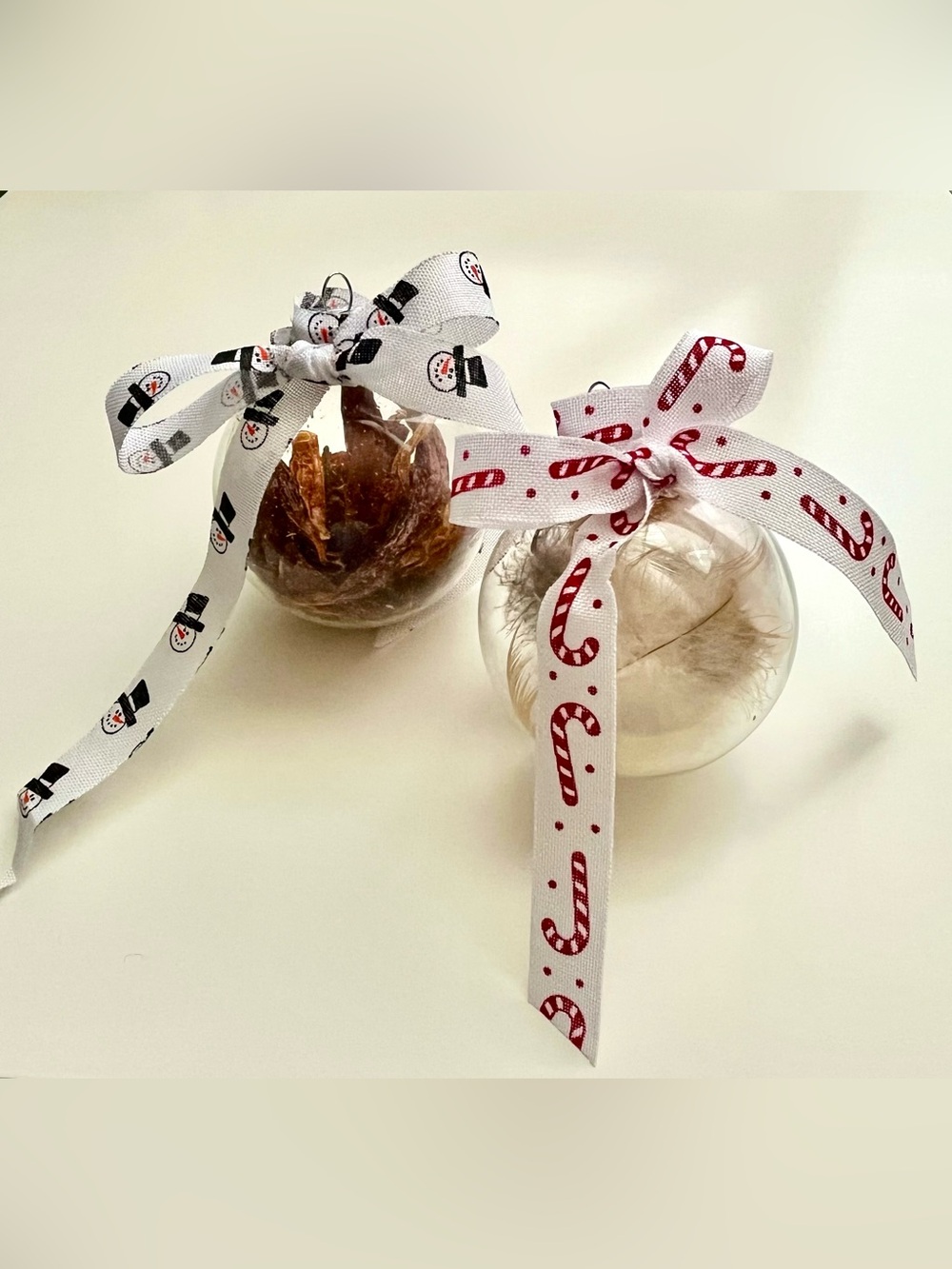 Handmade farm style Christmas ornaments, set of 2